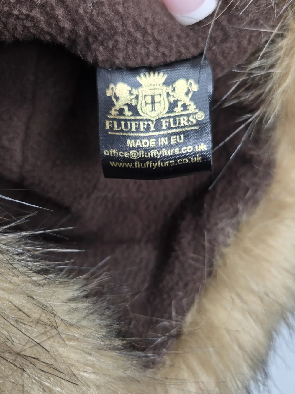 Fluffy Furs Faux Fur Trapper Hat Brown Pom Pom Ear Flaps Made in EU Winter